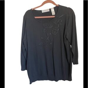 First Issue by Liz Claiborne. Black Embellishments on Black Sweater . Size XL